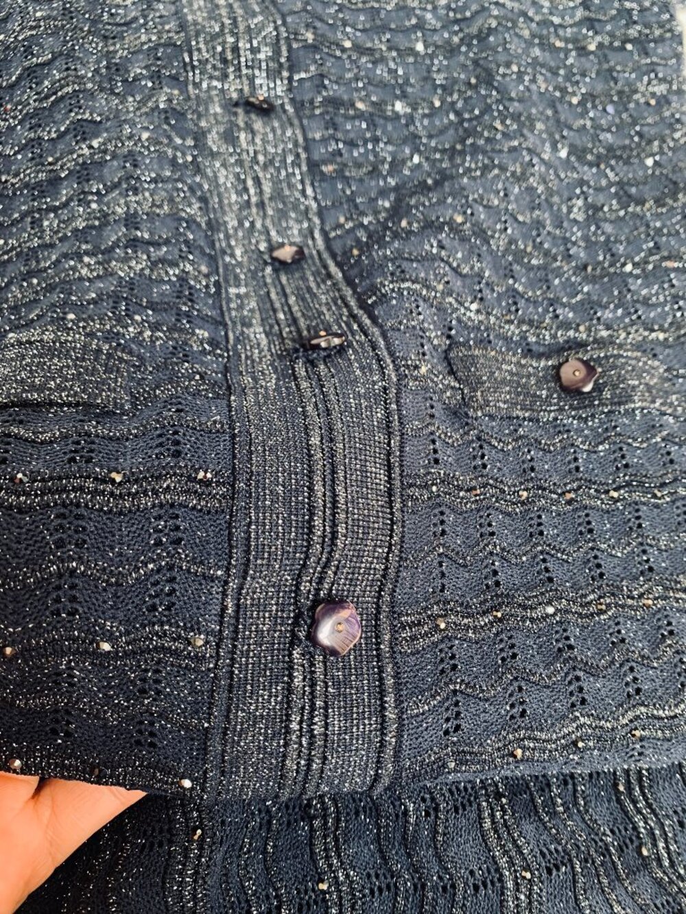 Sandro Rhinestone Knit Maxi Dress -Navy Blue - Picture 5 of 9